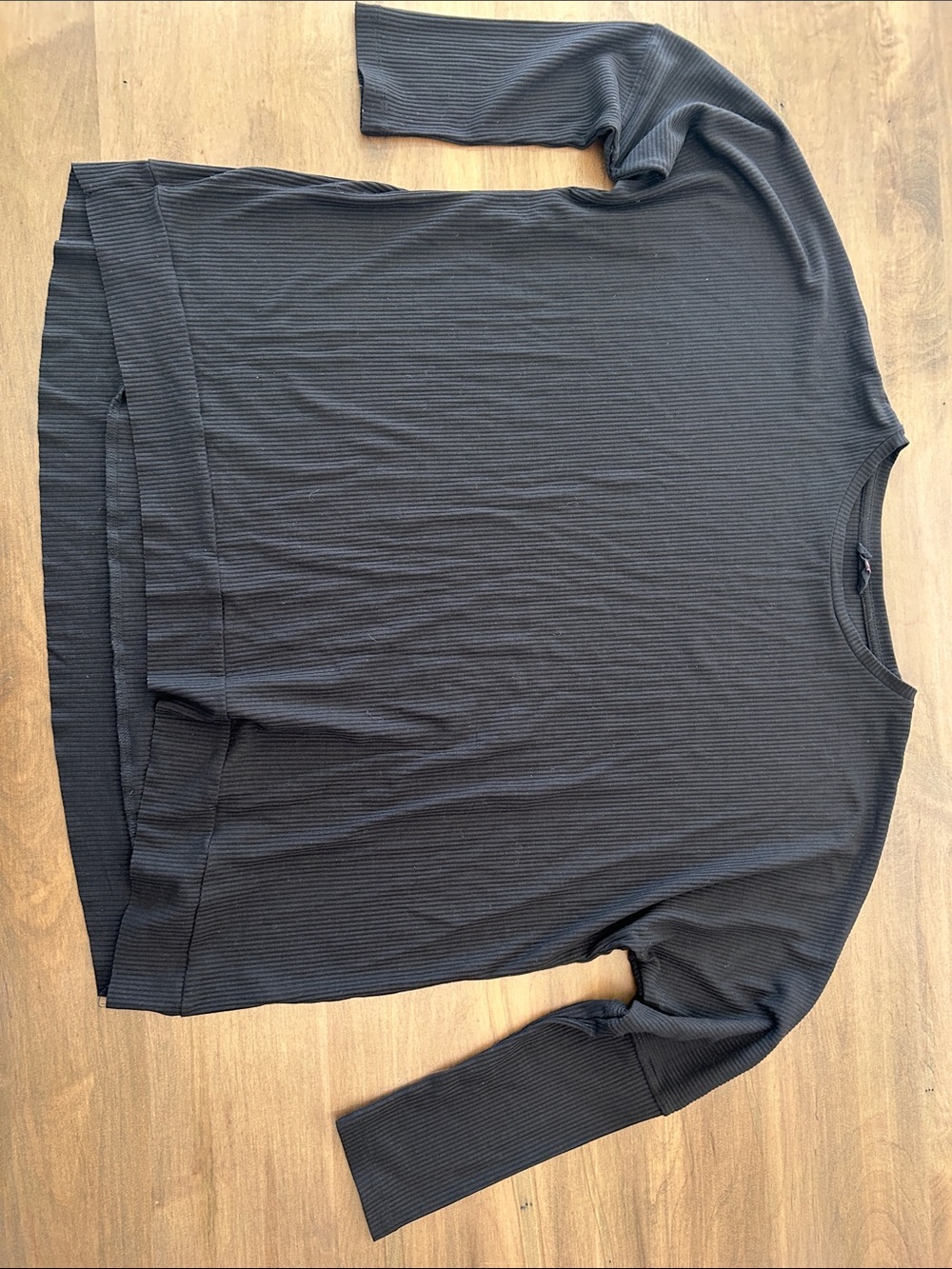 Women's Black Ribbed Long Sleeve Top